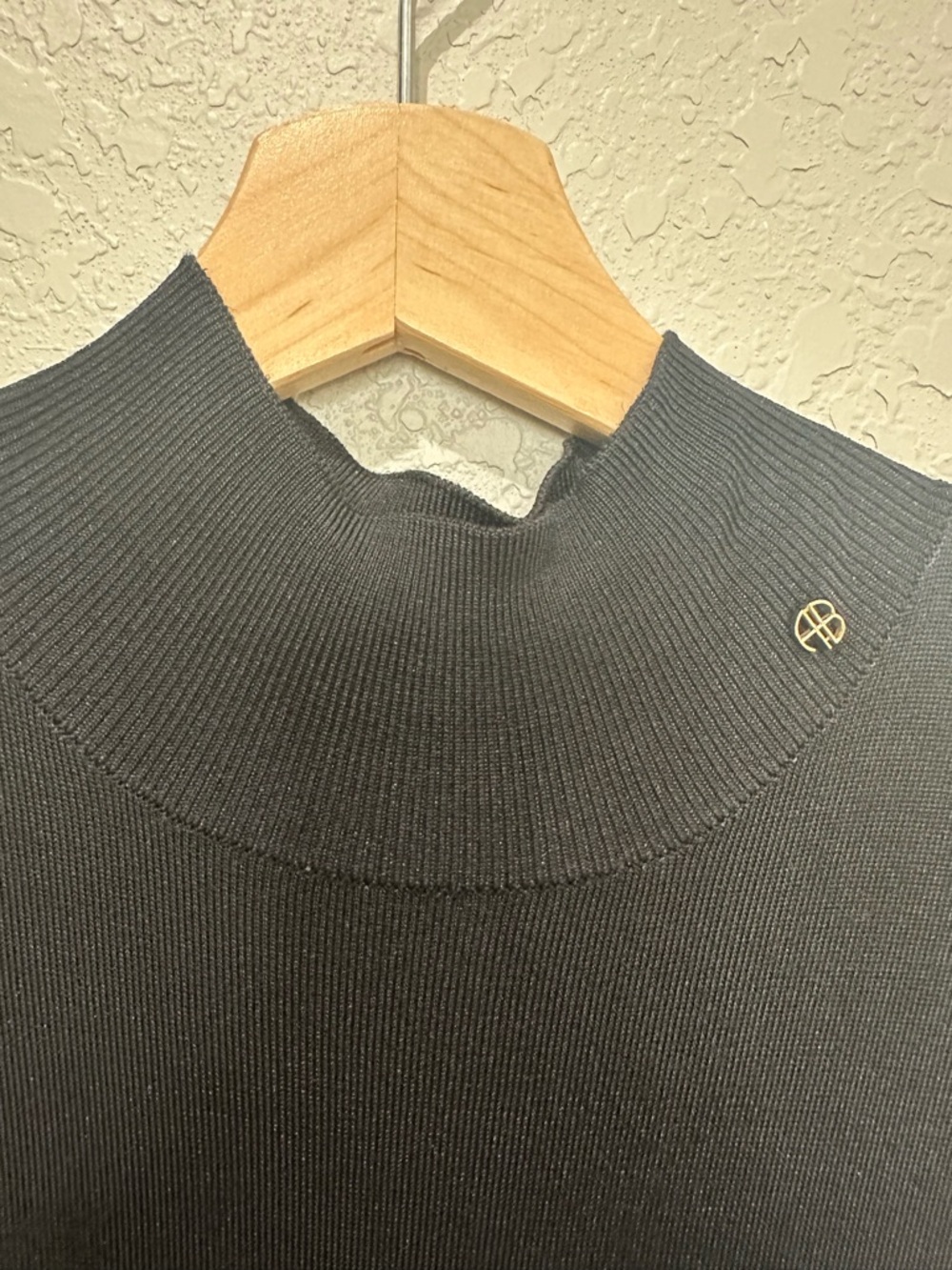 Anine Bing Claudia Black Ribbed Knit High Neck Mini Dress S - Picture 7 of 7